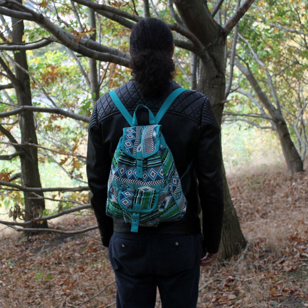 Stylischer Jacquard-Rucksack mit Ethno-Design – Praktisch für Alltag & Reisen