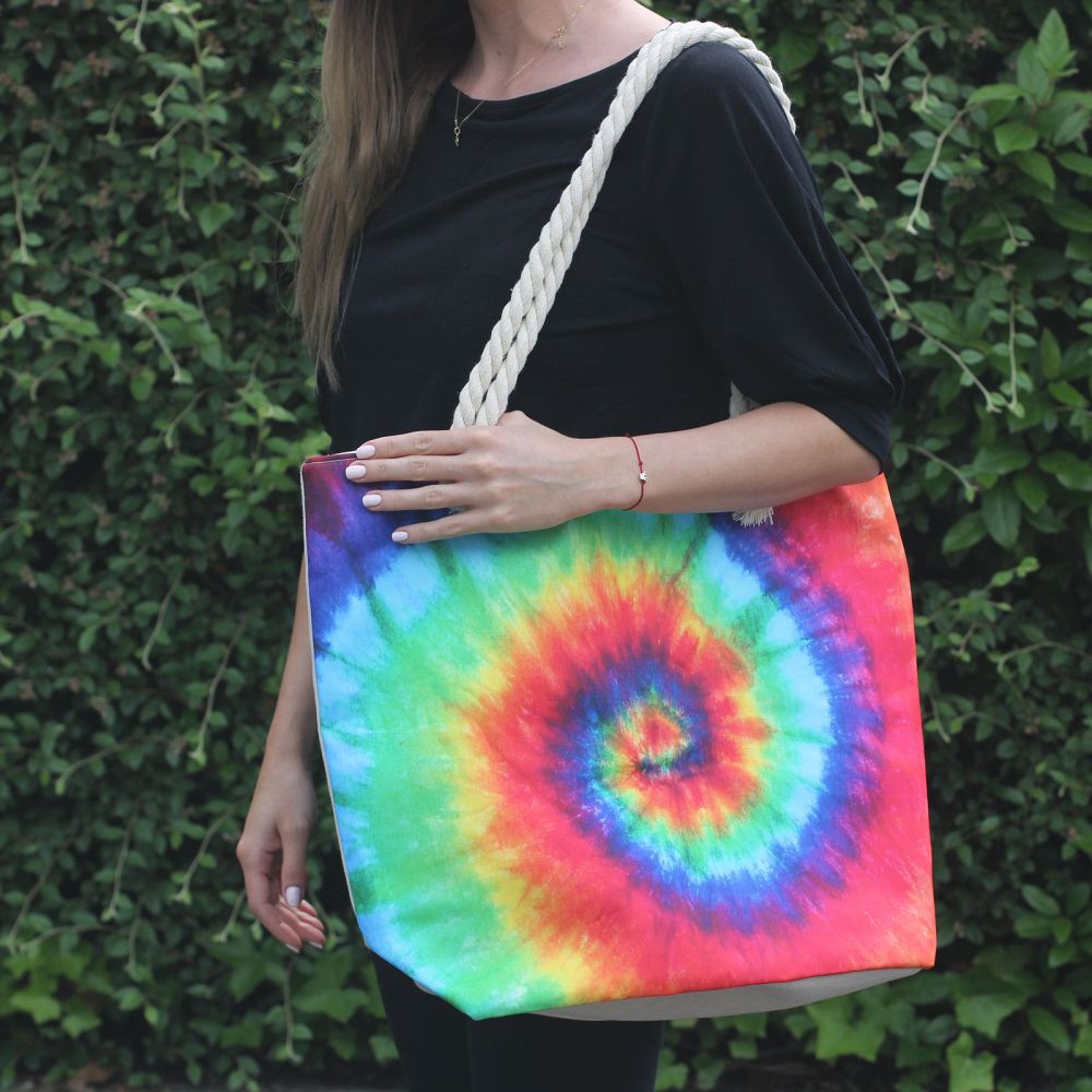 Große Schultertasche mit buntem Design – Geräumige Tasche für Strand & Freizeit