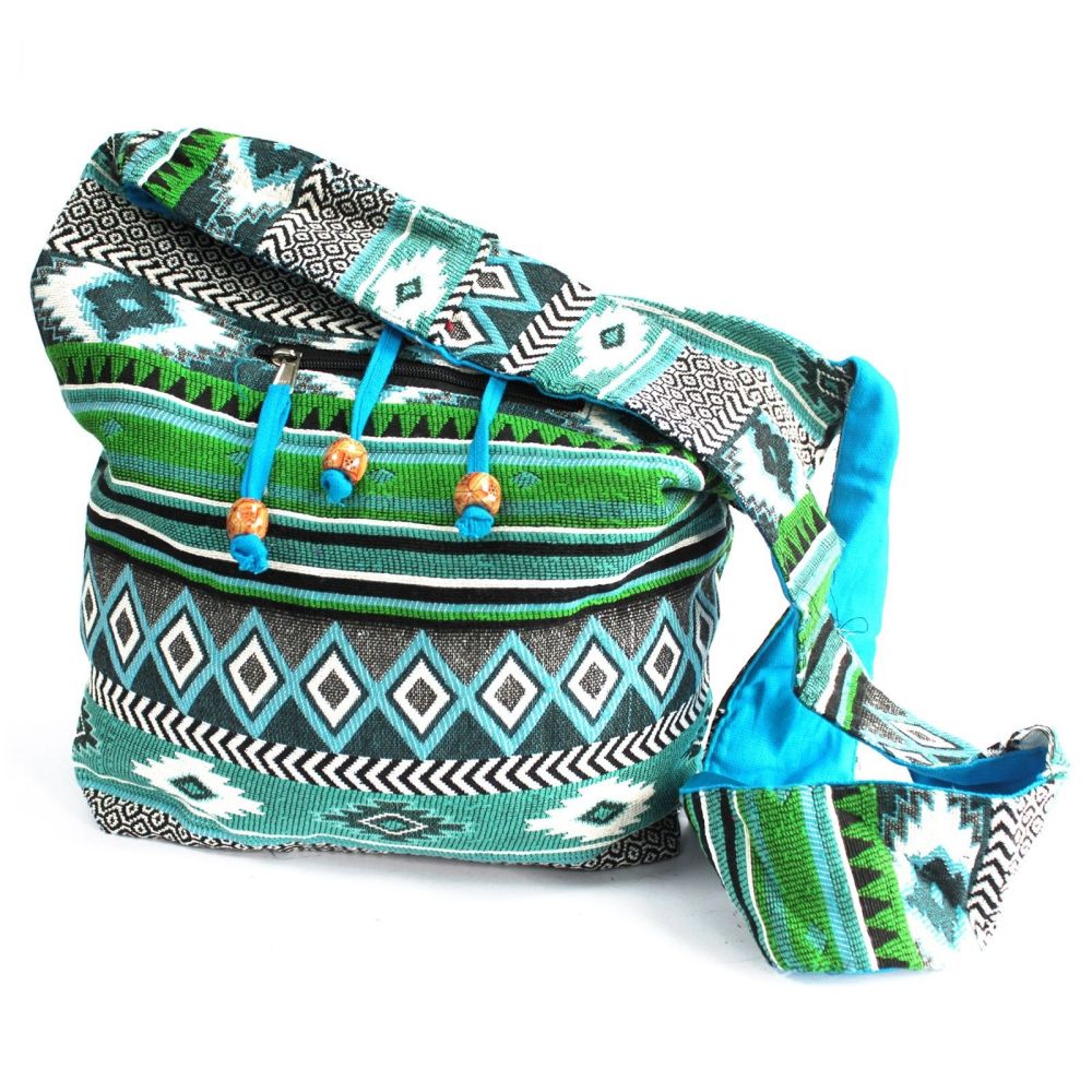 Jacquard Umhängetasche im Ethno-Stil – Praktische Schultertasche für den Alltag
