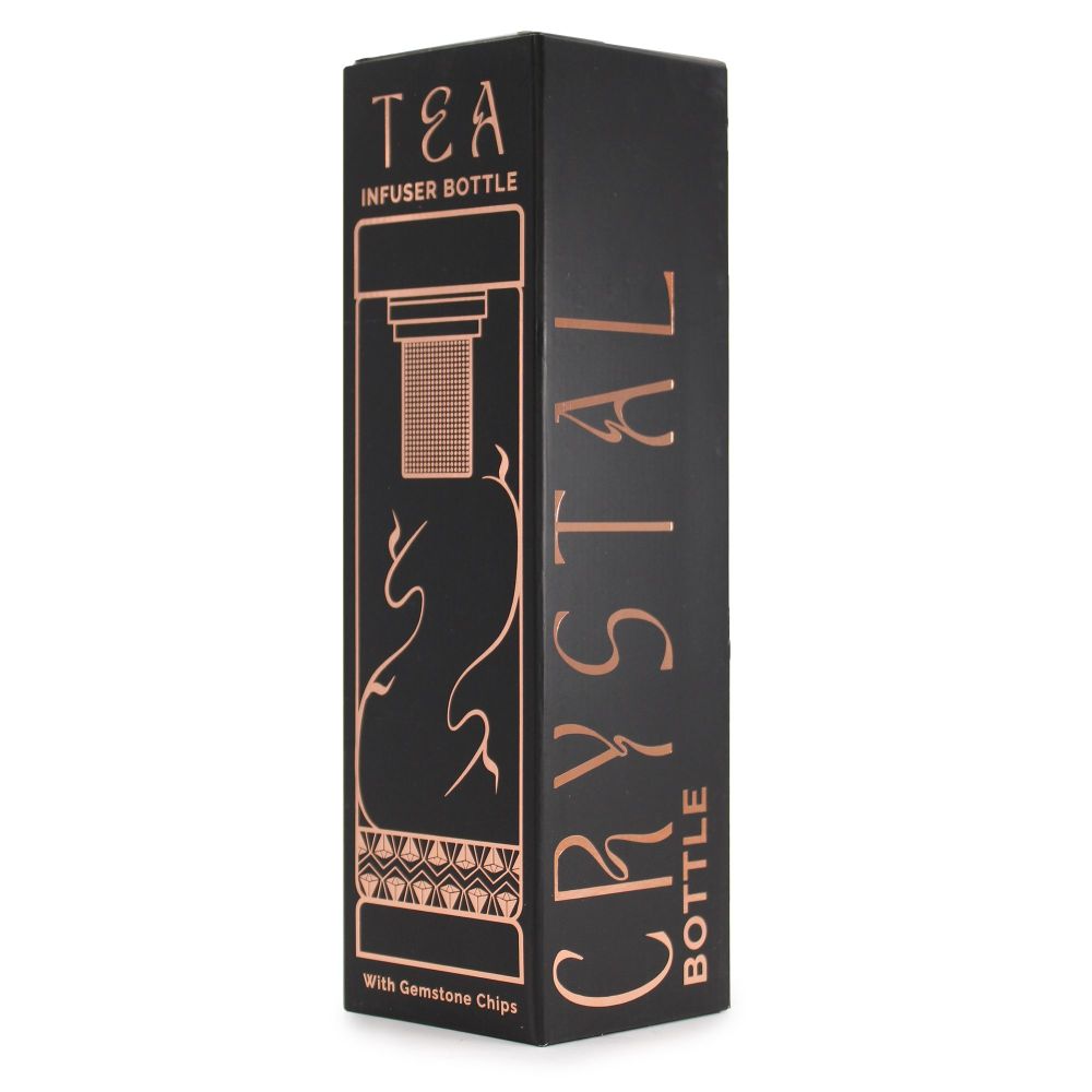 Teeflasche - Trinkflasche aus Kristallglas - mit Teesieb und Edelsteinen - 500ml