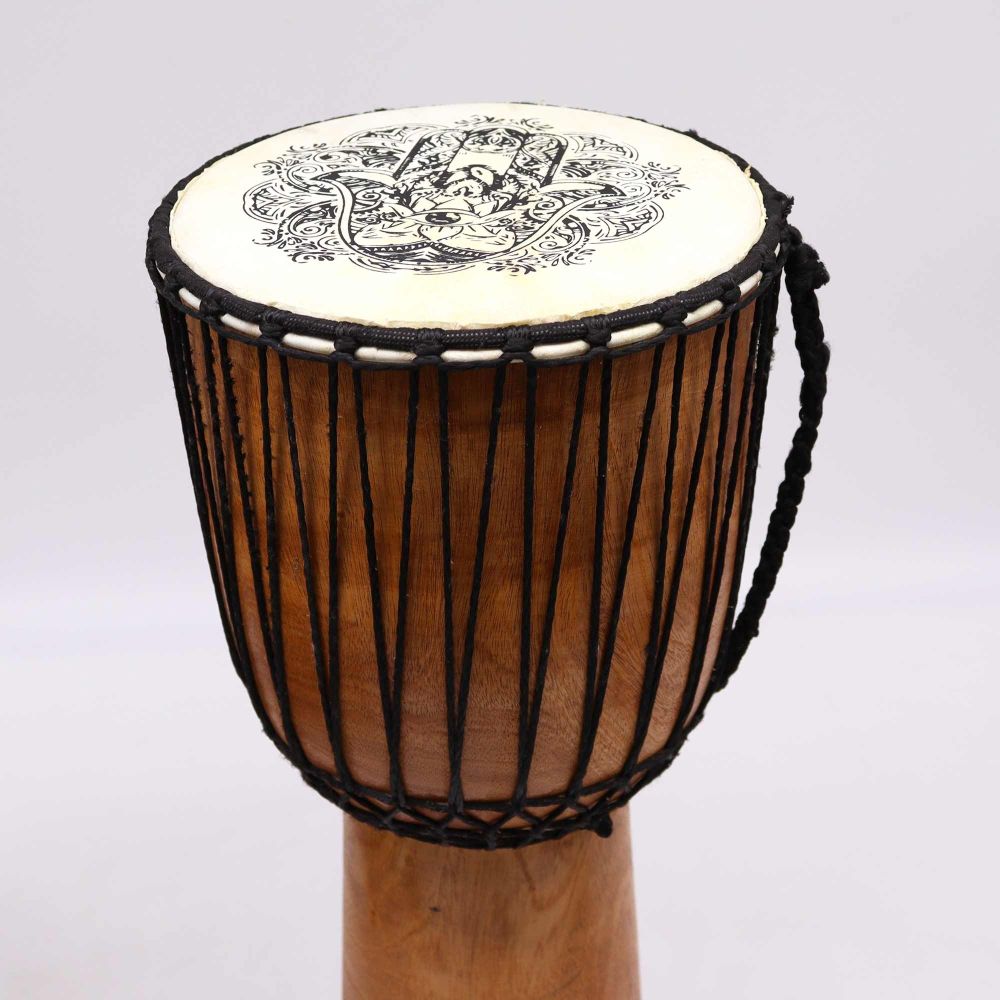 Handgefertigte Djembe-Trommel mit Hamsa-Motiv – 50 cm - Musikinstrument