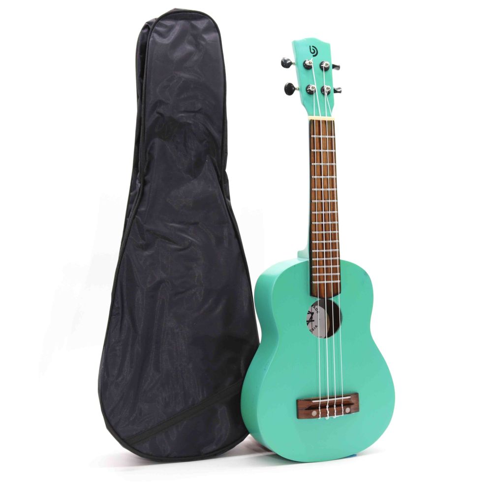 Handgefertigte Ukulele aus Holz – 4-saitiges Musikinstrument - türkisfarbend