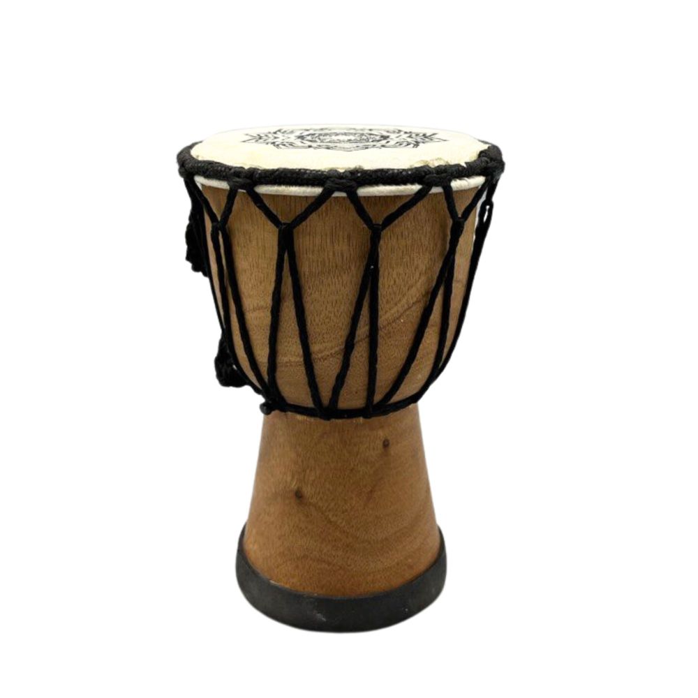 Handgefertigte Djembe-Trommel mit Mandala-Symbol – 15 cm - Musikinstrument
