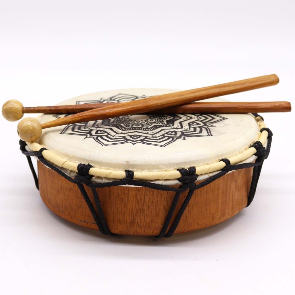 Handgefertigte Schamanische Trommel mit Mandala-Motiv – 20 cm, inkl. Schlägel