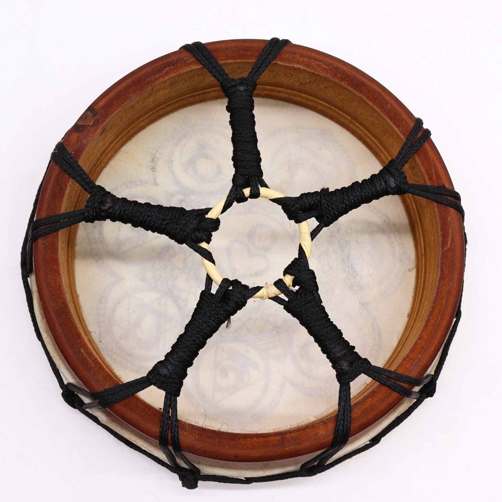 Handgefertigte Schamanische Trommel mit Chakra-Motiv – 25 cm, inkl. Schlägel