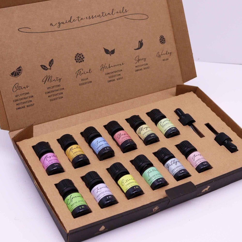 Aromatherapie Frühlings-12er Set – ätherische Öle à 5 ml & Pipetten - naturrein