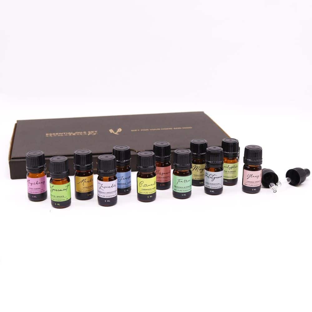 Aromatherapie Frühlings-12er Set – ätherische Öle à 5 ml & Pipetten - naturrein