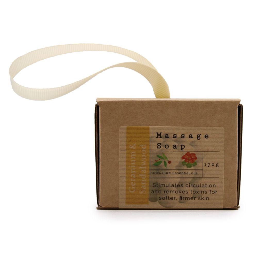 Duftende Massage‑Seife „Geranium & Sandalwood“ – Luxuriöse Pflege im Karton