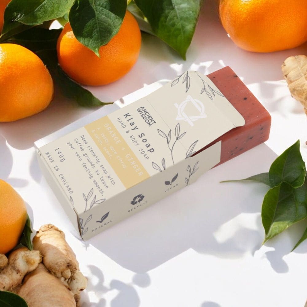 Klay Seife Orange‑Ginger – Tiefreinigung und Frische mit Gelbem Ton & Kaffee