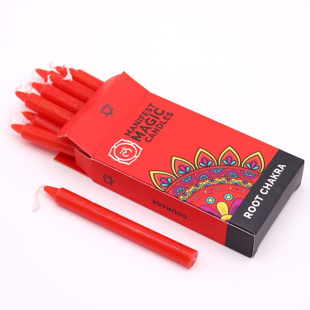 Rotes Chakra-Ritual Kerzenset – 12 rote Stickkerzen für Erdung & Achtsamkeit