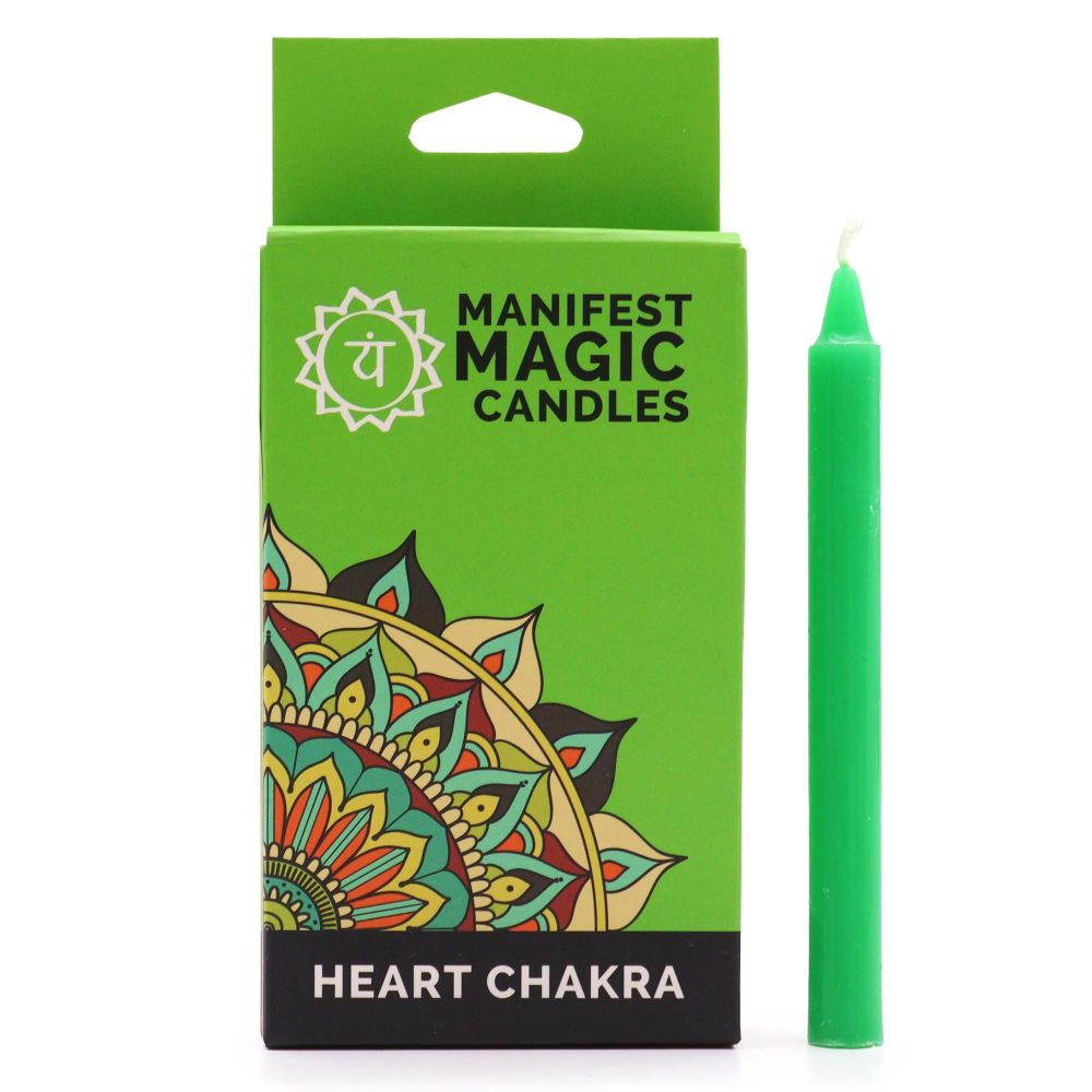 Green Heart-Chakra Kerzen Set - 12 grüne Stickkerzen für Liebe & innere Heilung