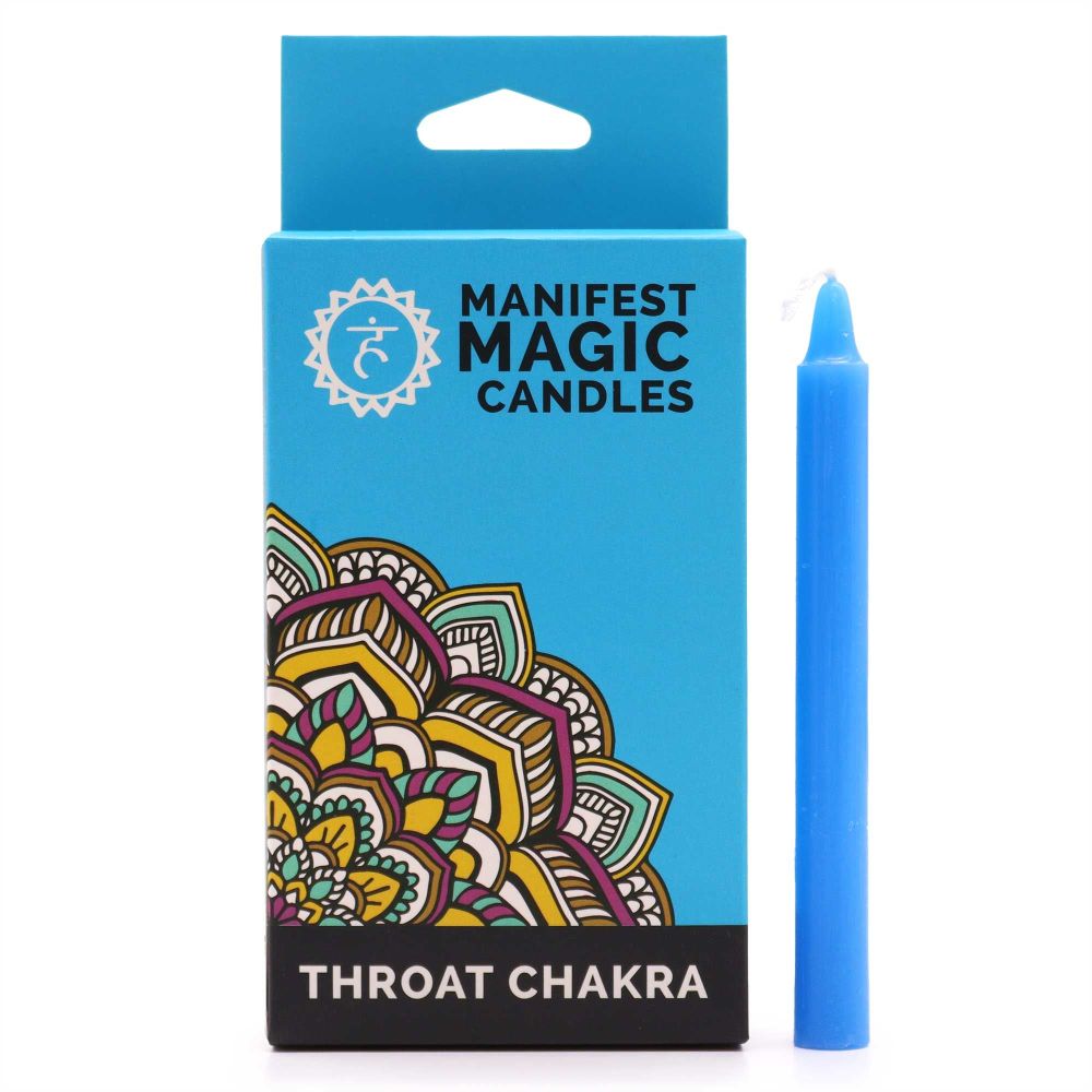 Blaues Chakra-Ritual Kerzenset – 12 blaue Stabkerzen für Ausdruck und Klarheit