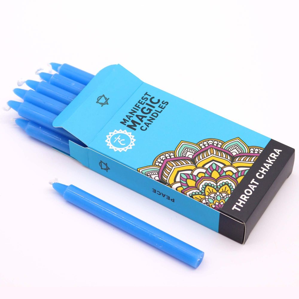 Blaues Chakra-Ritual Kerzenset – 12 blaue Stabkerzen für Ausdruck und Klarheit
