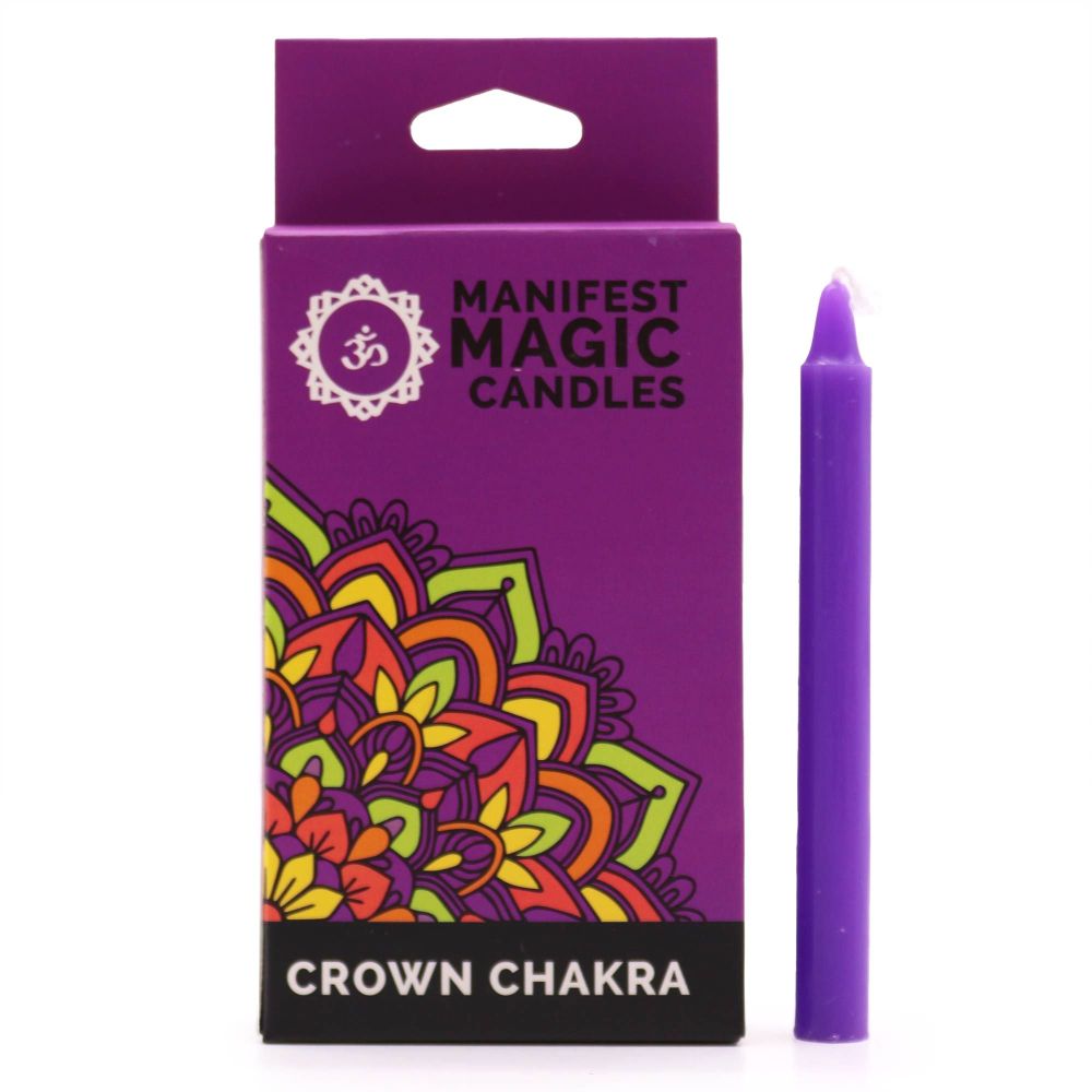 Crown Chakra Kerzenset – 12 violette Stickkerzen für Bewusstsein & Klarheit