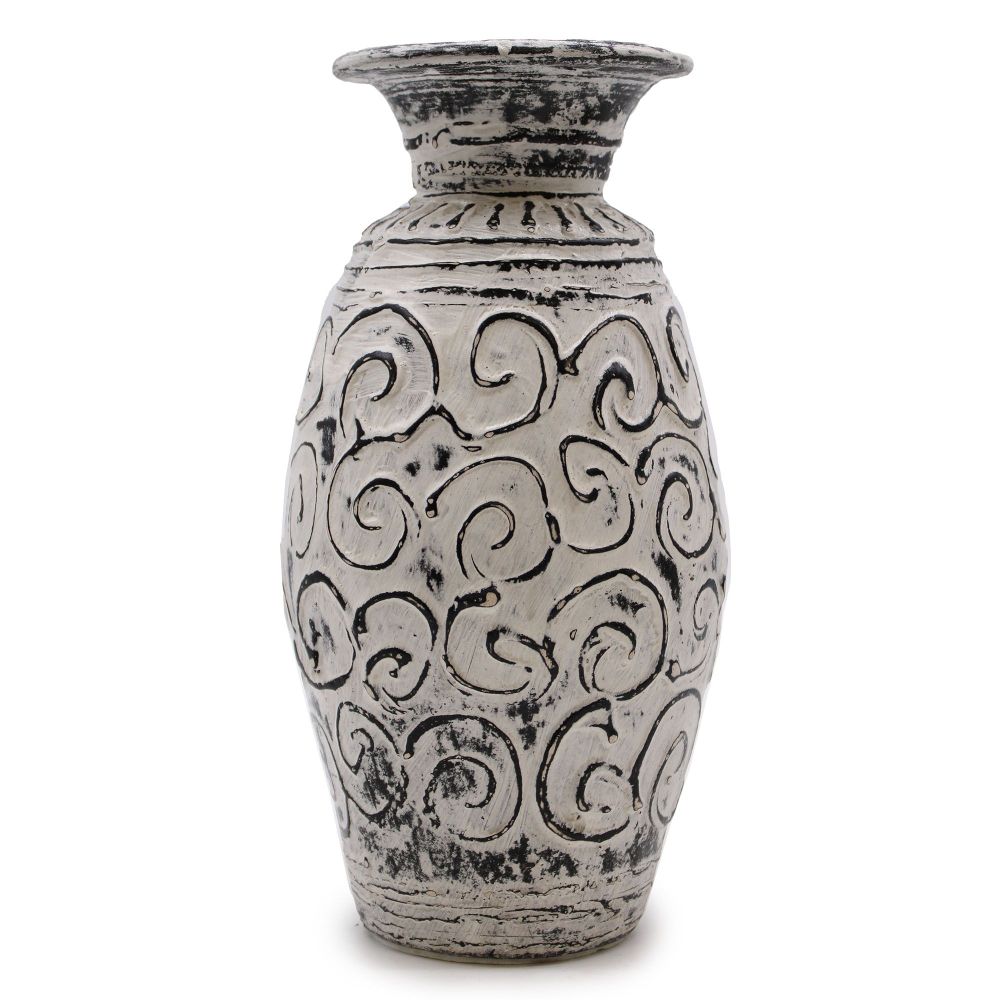 Swirls Shaped Vase – Cream – handgefertigte Terrakotta mit eleganter Struktur