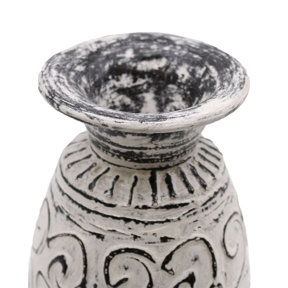 Swirls Shaped Vase – Cream – handgefertigte Terrakotta mit eleganter Struktur