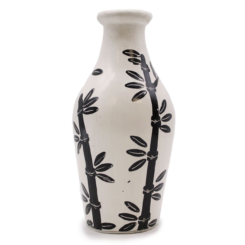 Terrakotta-Vase mit Bambusmotiv – Natural - handgefertigt auf der Insel Lombok