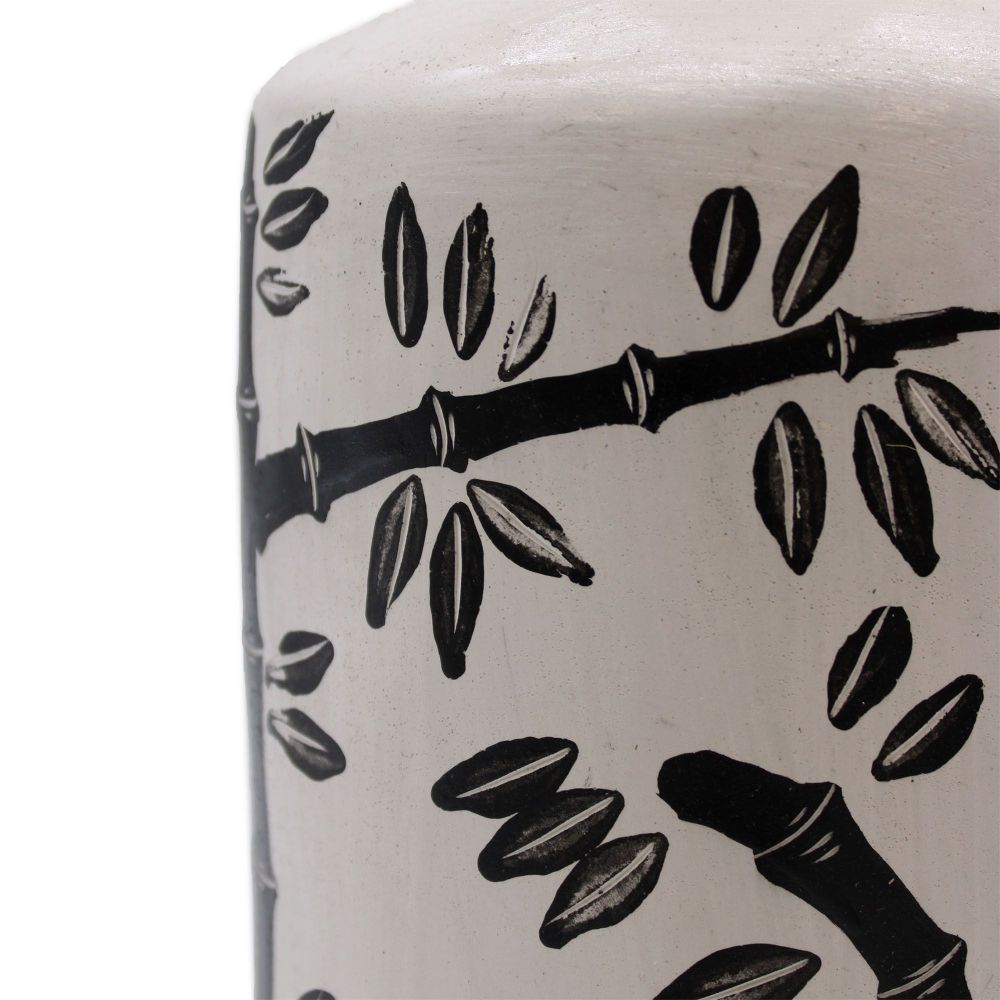 Terrakotta-Vase „Bamboo Motif Straight“ – Naturton mit Bambusrelief - Handarbeit