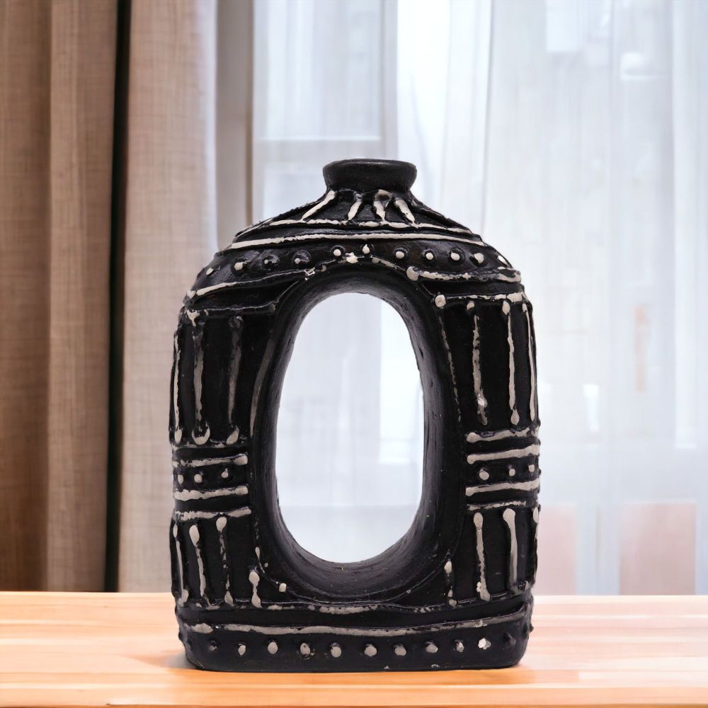 Donut-Vase „Chocolate“ – ovale Keramikform, handgearbeitet, dekorativ & zeitlos