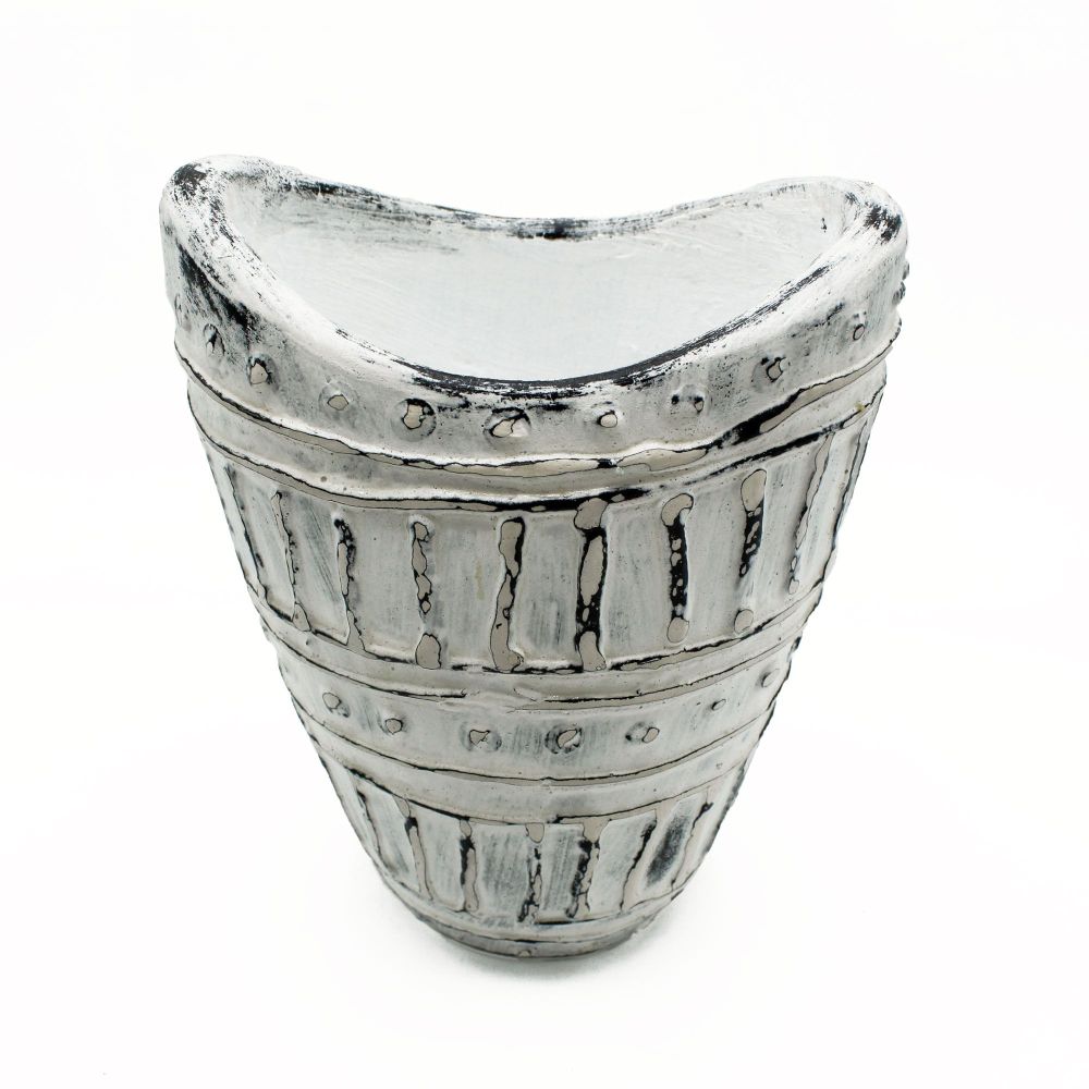 Skulpturale Vase „Wide Neck“ Cream – natürliche Struktur, ideal f. Trockenblumen