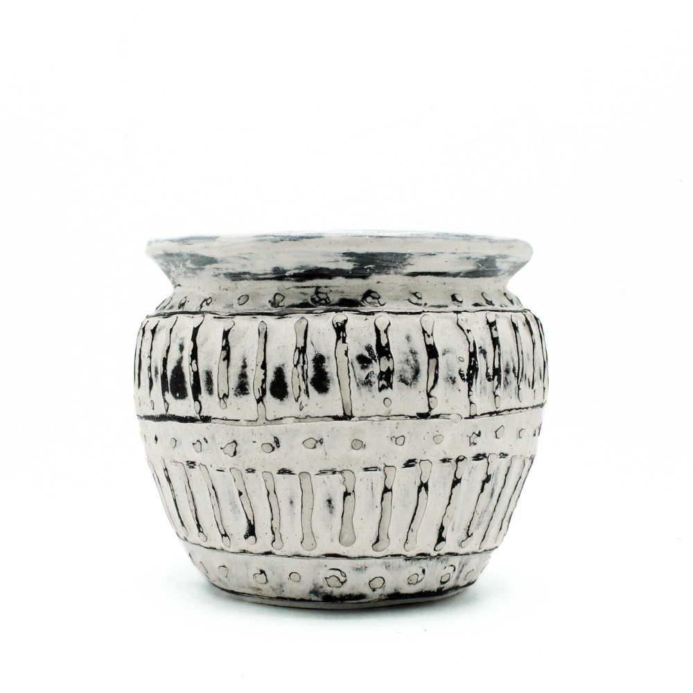 Handgefertigter Greek Clay Pot – Cremefarben, 12 cm, klassisch-mediterraner Stil