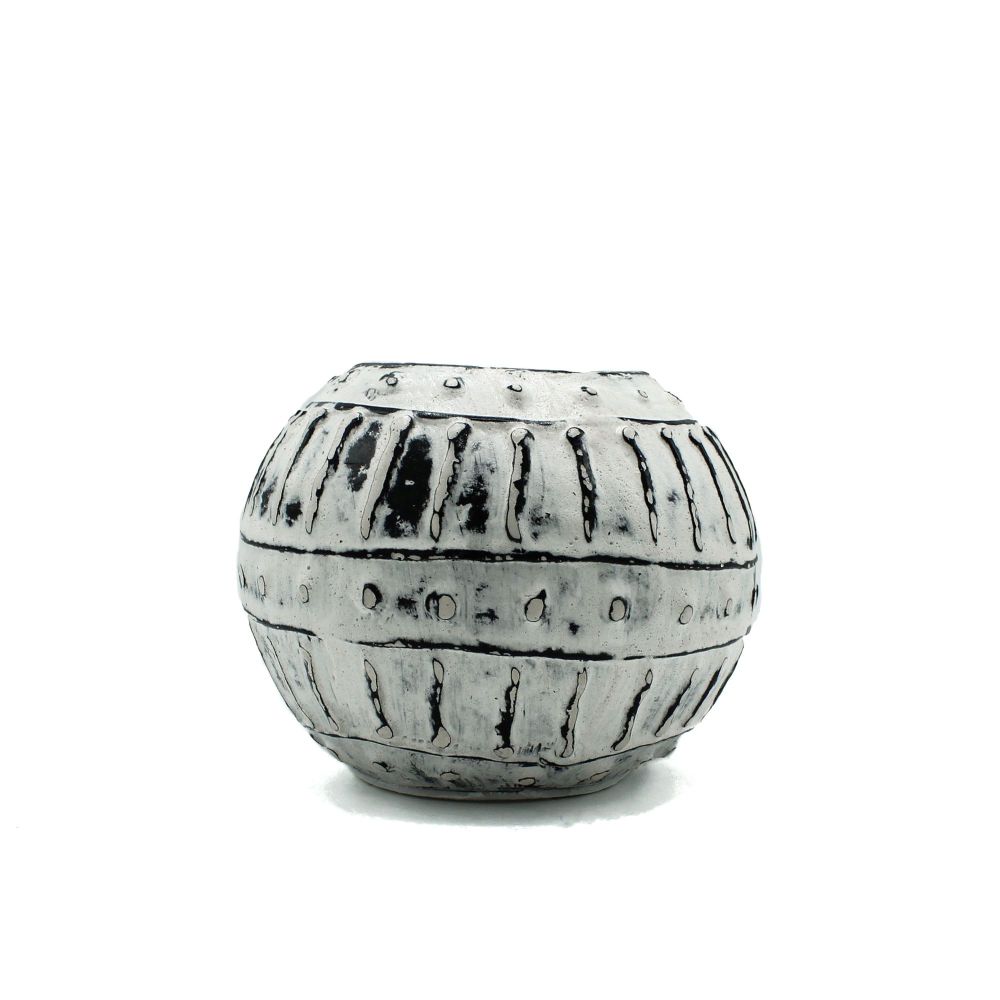 Greek Bubble Clay Pot – Cream, 10 cm, organisches Design mit Oberflächenstruktur