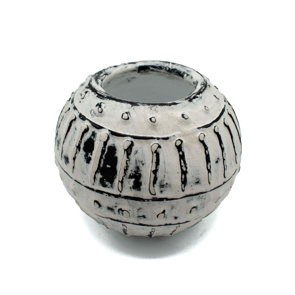 Greek Bubble Clay Pot – Cream, 10 cm, organisches Design mit Oberflächenstruktur