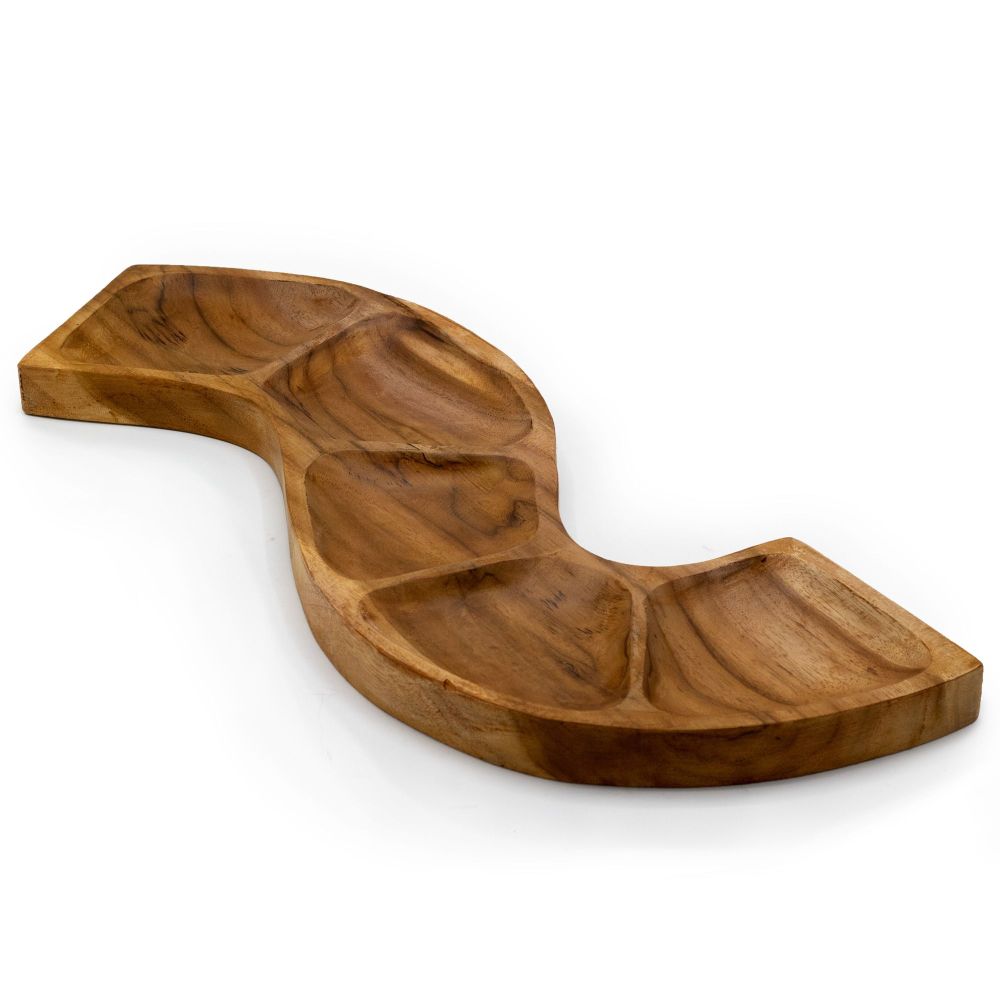 Schlangenförmige Teakholzschale - Snake Bowl – rustikal-dekorative Servierschale