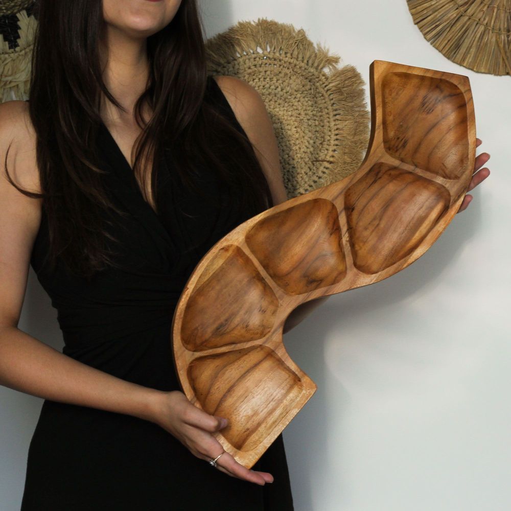 Schlangenförmige Teakholzschale - Snake Bowl – rustikal-dekorative Servierschale