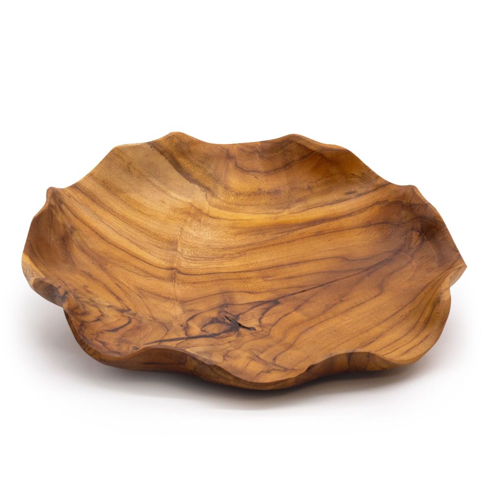 Smooth Teak Fruit Bowl – 28 cm Durchmesser, warme Holzoptik für modernem Look