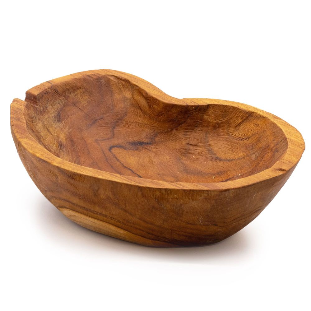 Natürliche, raue Obstschale aus Teakholz - 31×22×8 cm, rustikal & charaktervoll