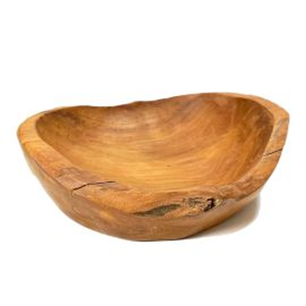 Natürliche, raue Obstschale aus Teakholz - 31×22×8 cm, rustikal & charaktervoll