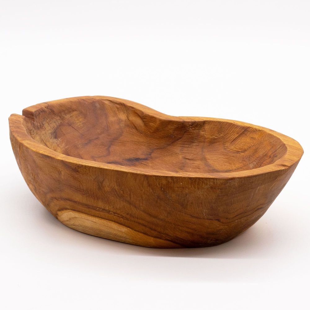 Natürliche, raue Obstschale aus Teakholz - 31×22×8 cm, rustikal & charaktervoll