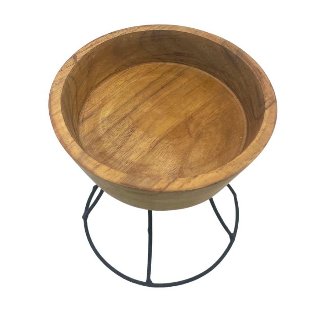 Elevated Teak Bowl 15 cm – Schale auf Metallständer, vielseitig einsetzbar