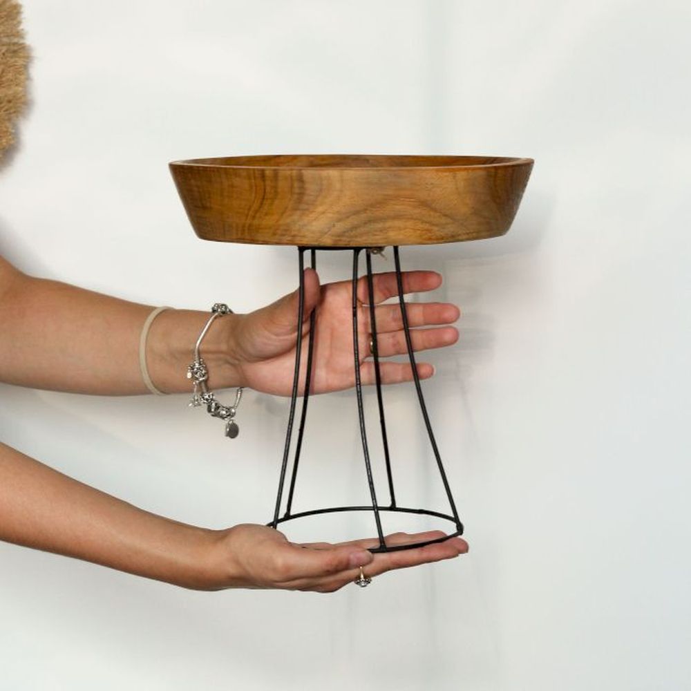 Erhöhte Teakholzschale - Design-Schale 20 cm Ø, modern und stilvoll erhöht