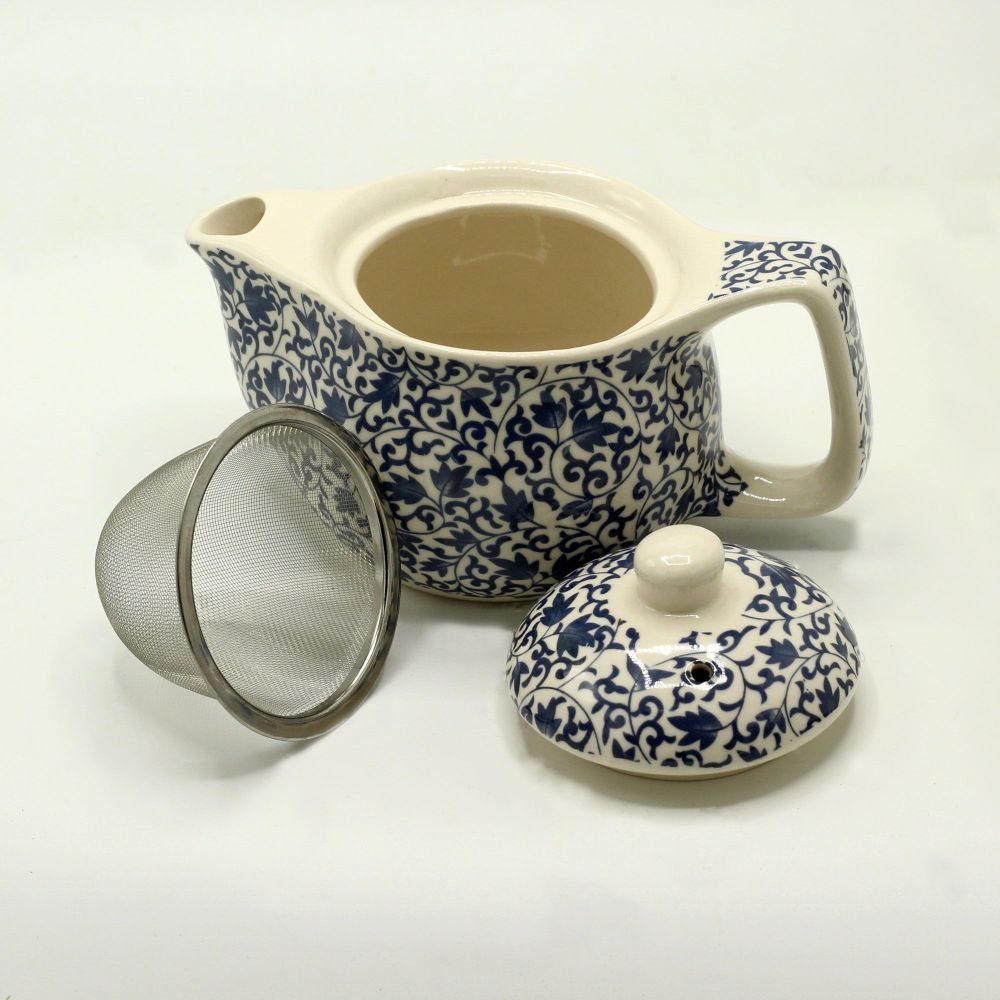 Teekanne klein – Keramik Teekanne Blue Pattern mit Filtereinsatz 350 ml