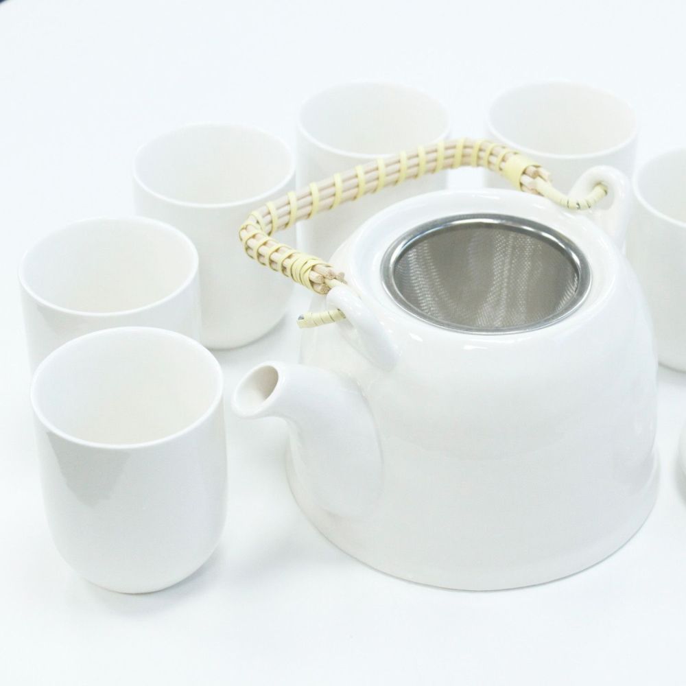Hochwertiges Teeset mit Kanne und 6 Tassen im schlichtem Design - 850 ml