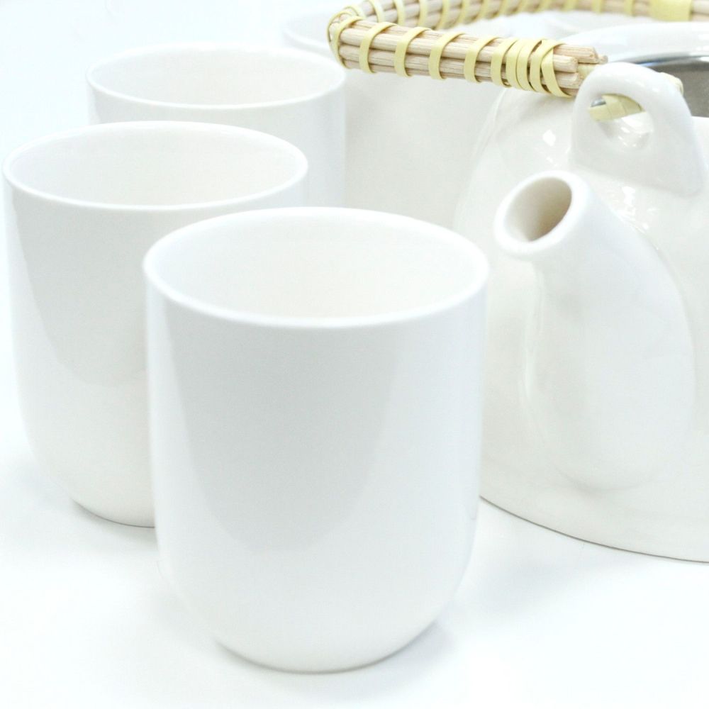 Hochwertiges Teeset mit Kanne und 6 Tassen im schlichtem Design - 850 ml