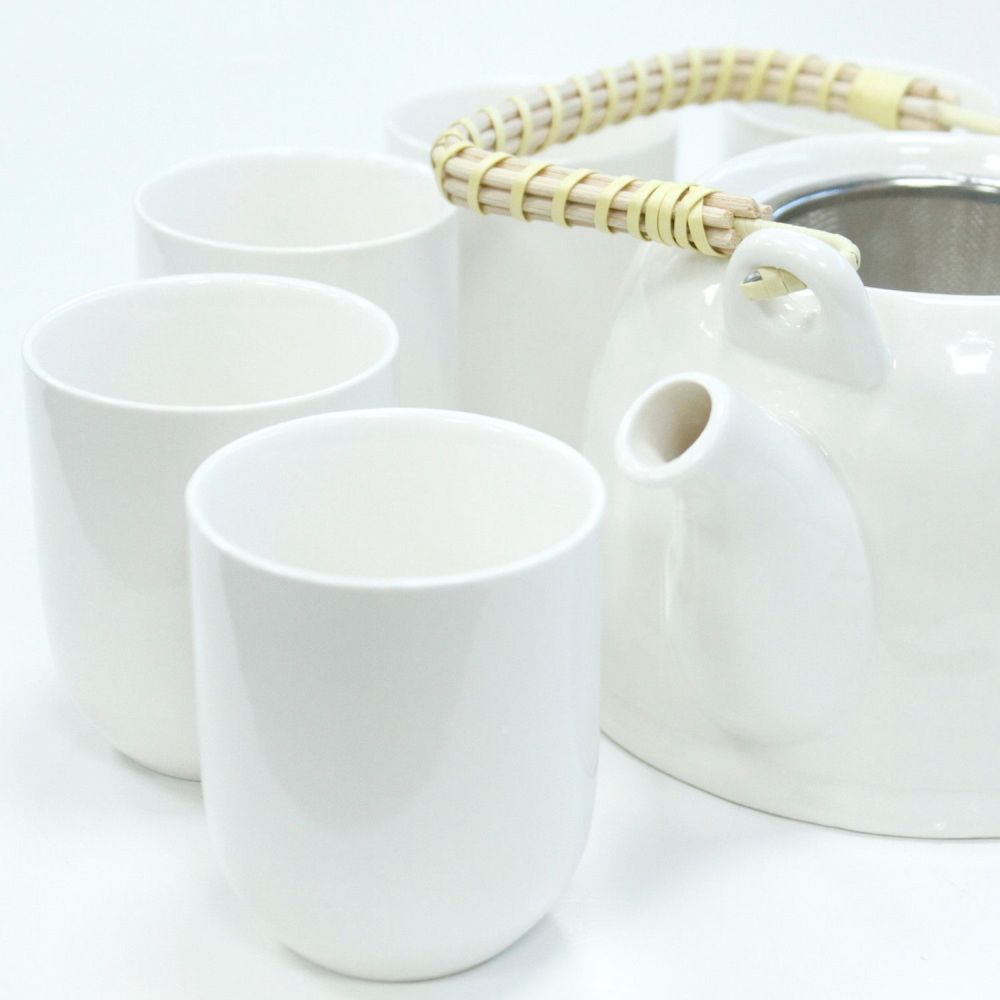 Hochwertiges Teeset mit Kanne und 6 Tassen im schlichtem Design - 850 ml