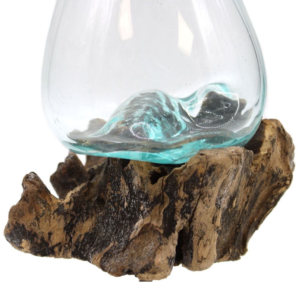 Glas on Wood - Handgefertigte Glas-Schale auf Holz - einzigartige Deko aus Bali