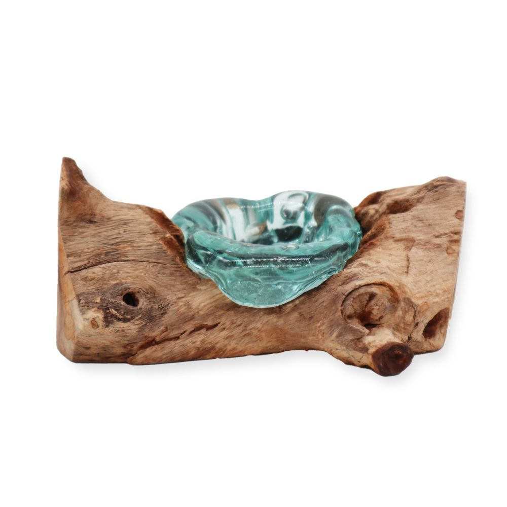 Glas on Wood - Kerzen-, Teelichthalter aus Glas - auf nachhaltigem Gamalholz
