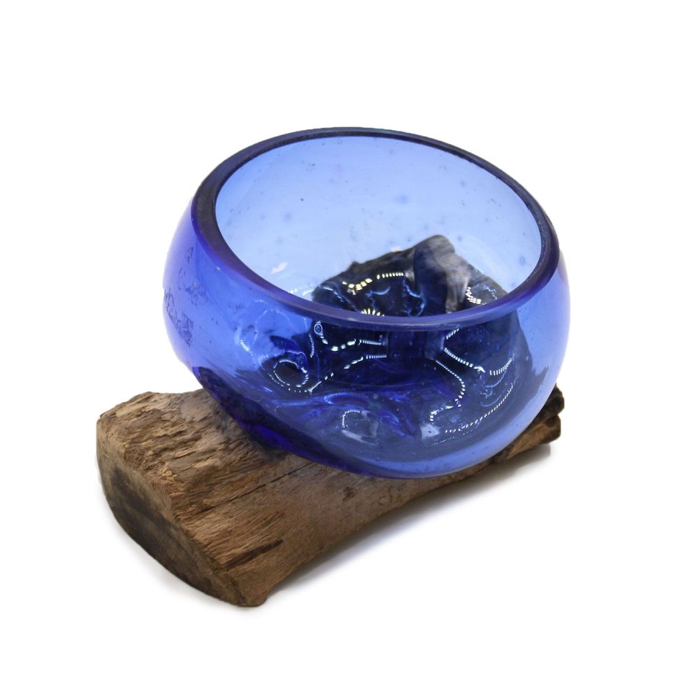 Glas on Wood - Handgefertigte Mini-Schale aus Glas auf Gamalholz - Balinesisch