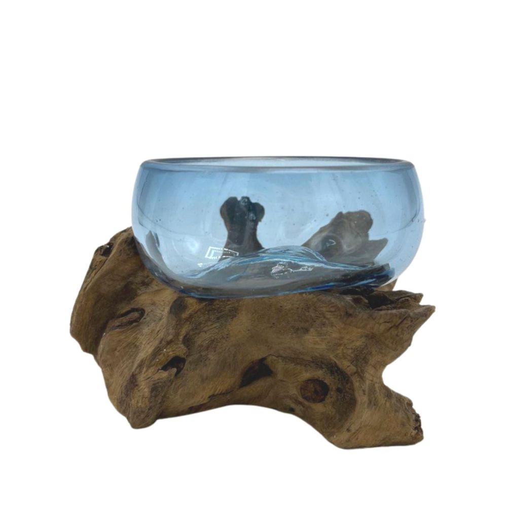 Glas on Wood - Handgefertigte Mini-Schale aus Glas auf Gamalholz - Balinesisch