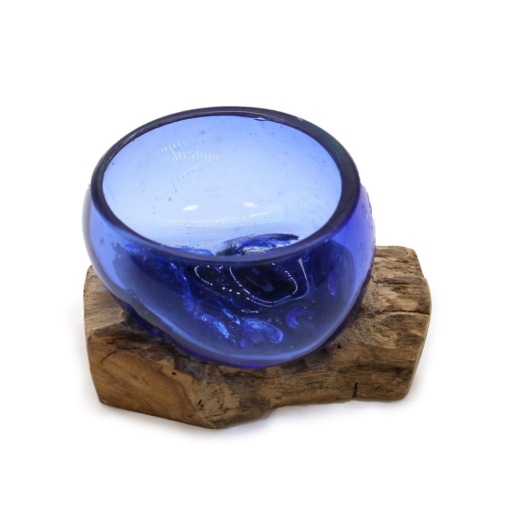 Glas on Wood - Handgefertigte Mini-Schale aus Glas auf Gamalholz - Balinesisch