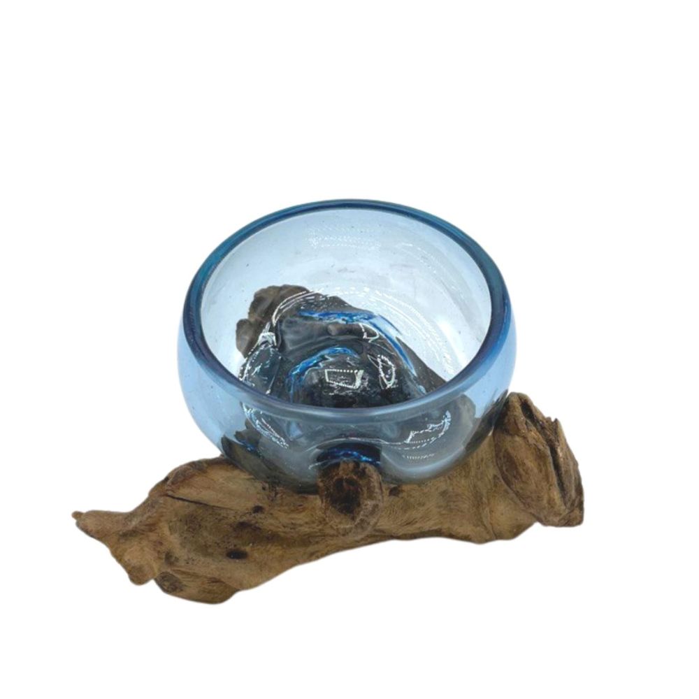 Glas on Wood - Handgefertigte Mini-Schale aus Glas auf Gamalholz - Balinesisch