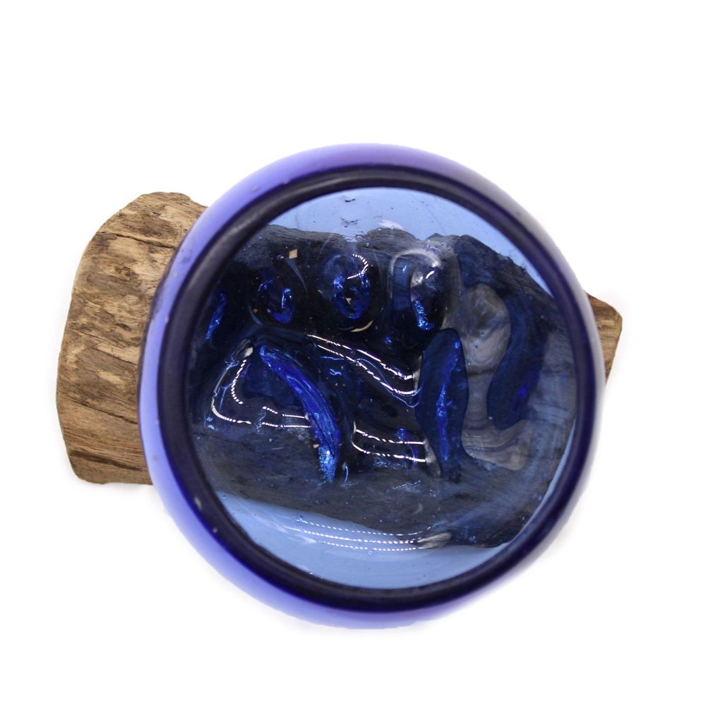 Glas on Wood - Handgefertigte Mini-Schale aus Glas auf Gamalholz - Balinesisch