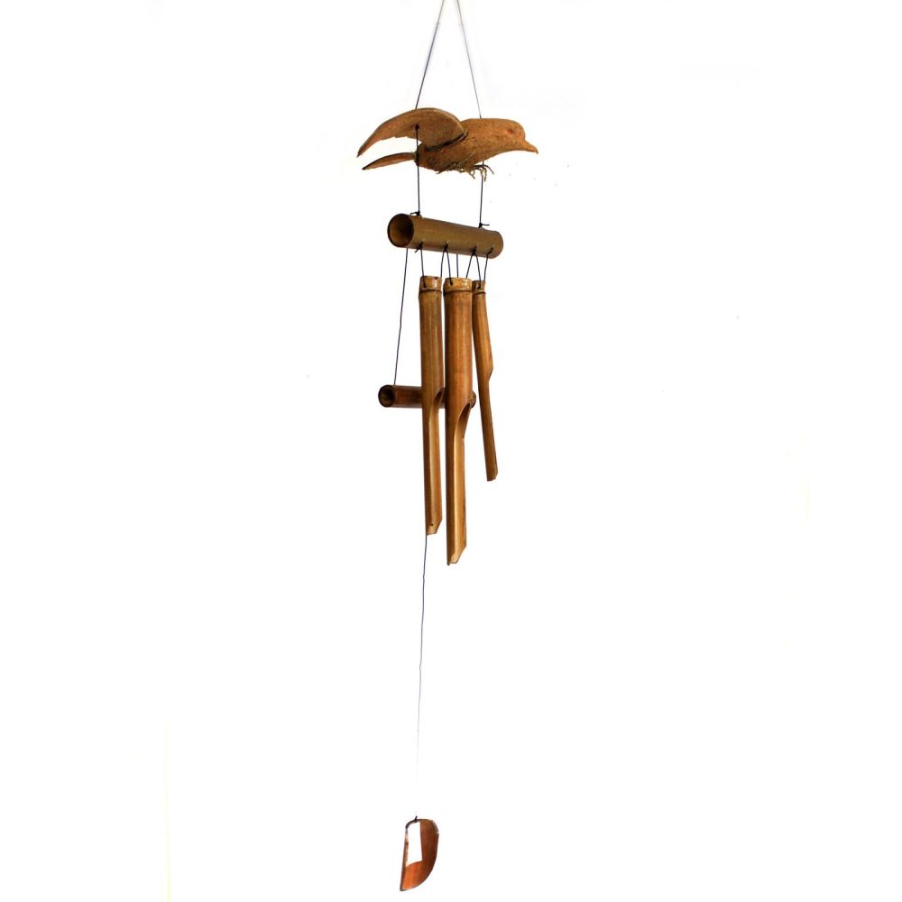 Kokosnuss Windspiel Blackbird – balinesisches Kunsthandwerk mit Bambusklang