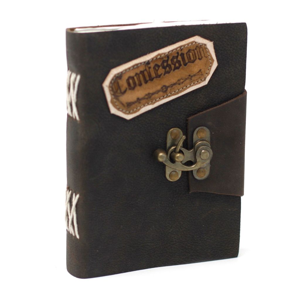 Exklusives Leder Tagebuch – Black Confessions Notizbuch mit Spangenverschluss