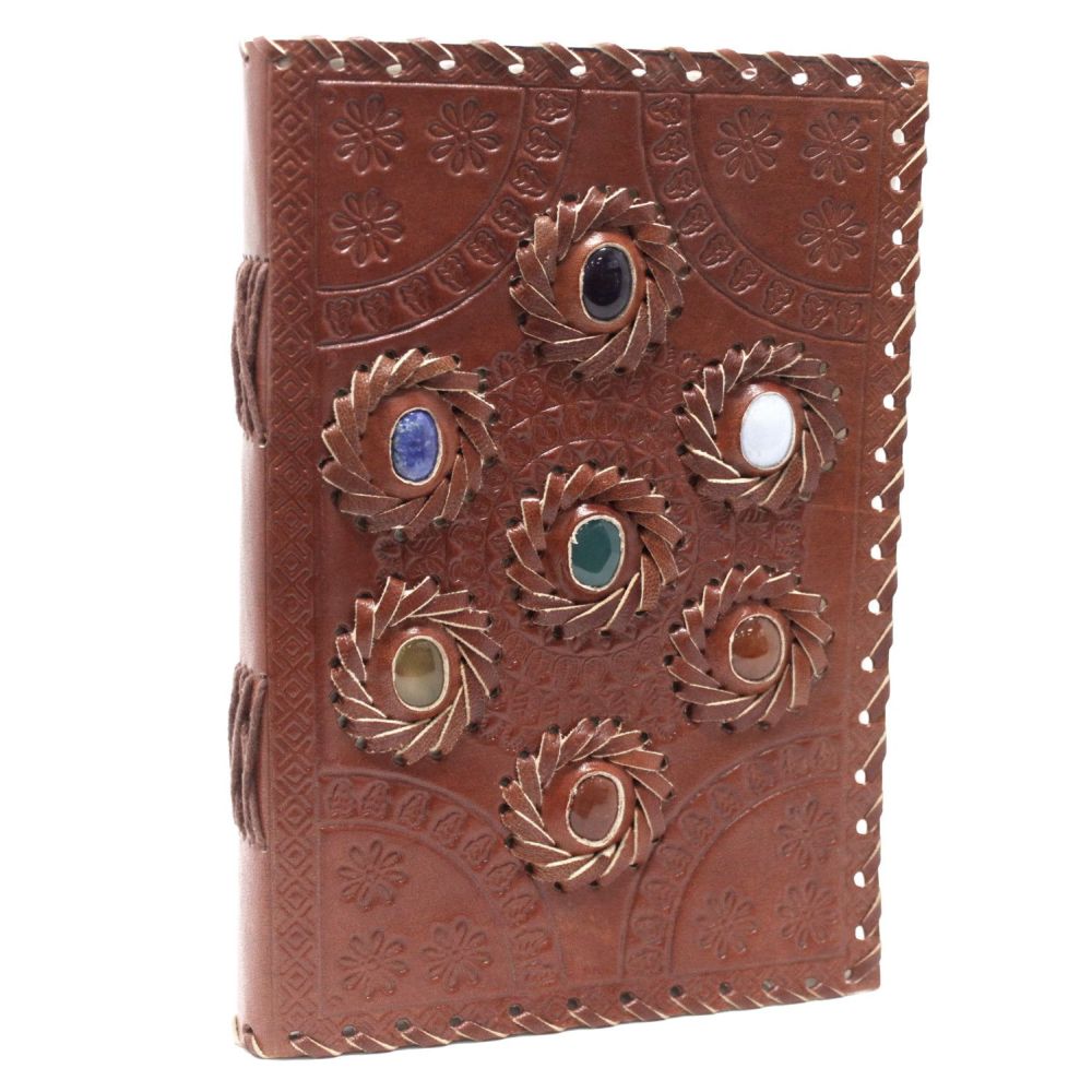 Leder Notizbuch Chakra Stone – Schreib- und Tagebuch, handgefertigt Unikat