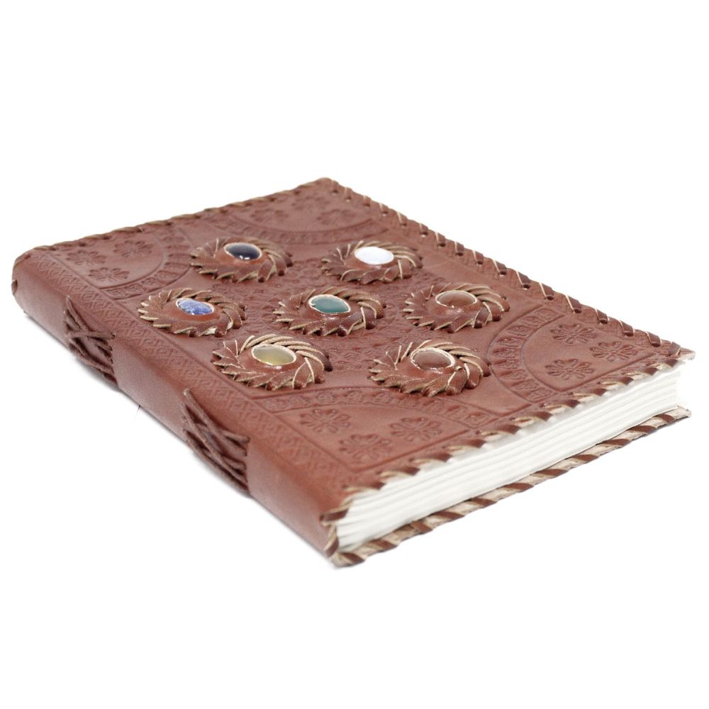 Leder Notizbuch Chakra Stone – Schreib- und Tagebuch, handgefertigt Unikat